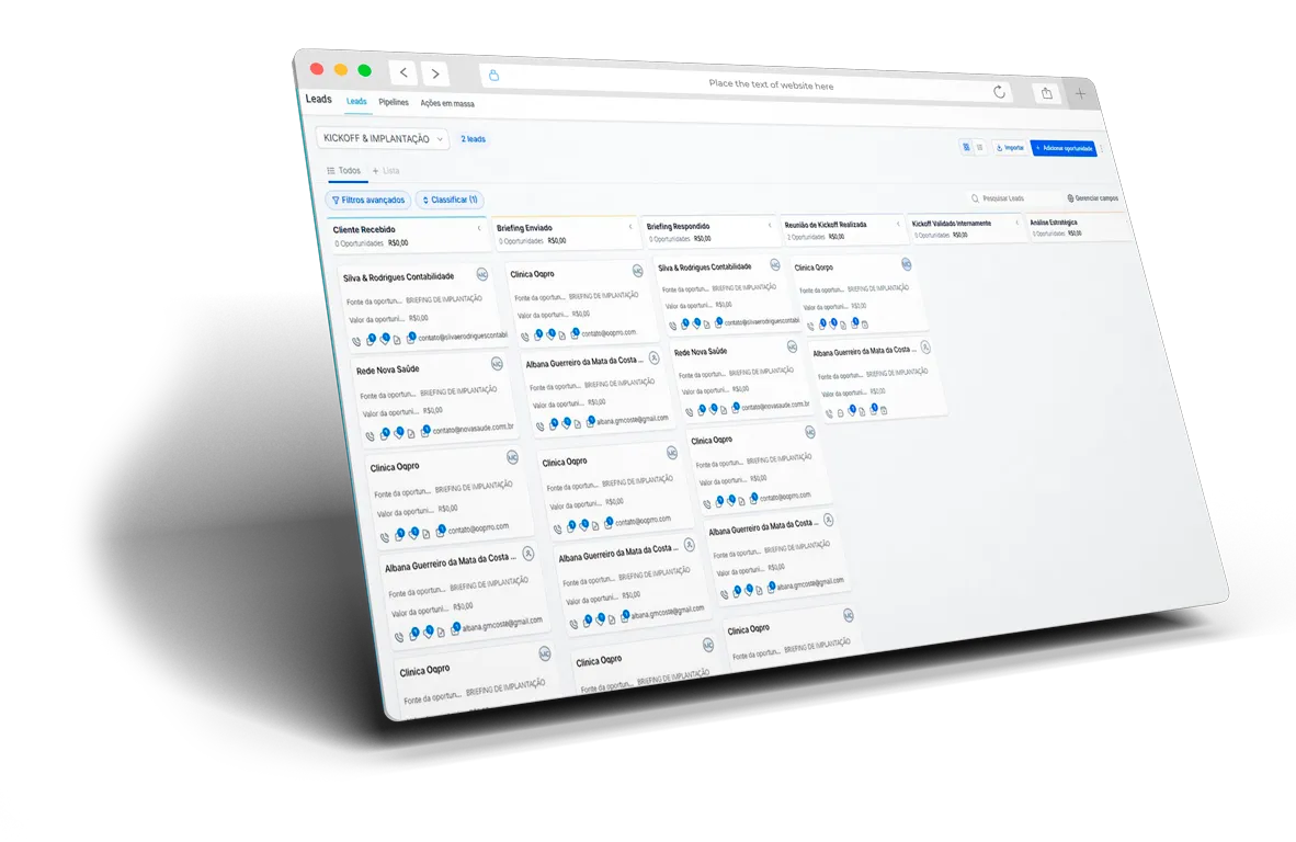 Interface do CRM Elevem